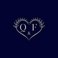 QF floral love shape wedding initial logo vector