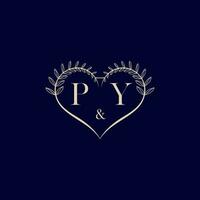 PY floral love shape wedding initial logo vector