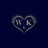 WK floral love shape wedding initial logo vector