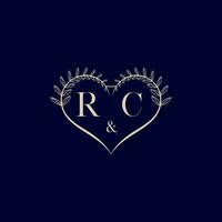 RC floral love shape wedding initial logo vector