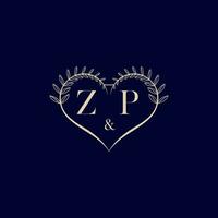 ZP floral love shape wedding initial logo vector