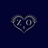 ZO floral love shape wedding initial logo vector