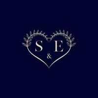 SE floral love shape wedding initial logo vector