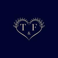 TF floral love shape wedding initial logo vector