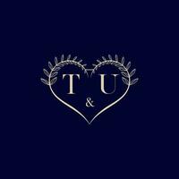 TU floral love shape wedding initial logo vector