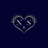 NS floral love shape wedding initial logo vector