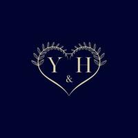 yh floral amor forma Boda inicial logo vector