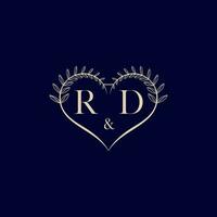 RD floral love shape wedding initial logo vector