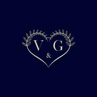 VG floral love shape wedding initial logo vector