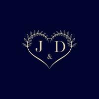 JD floral love shape wedding initial logo vector