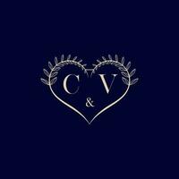 CV floral love shape wedding initial logo vector