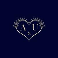 AU floral love shape wedding initial logo vector