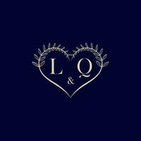 LQ floral love shape wedding initial logo vector