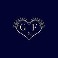 GF floral love shape wedding initial logo vector