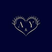 AY floral love shape wedding initial logo vector