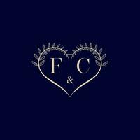 FC floral love shape wedding initial logo vector