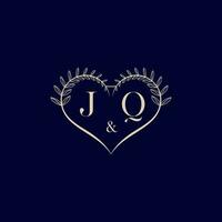 JQ floral love shape wedding initial logo vector