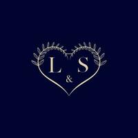 LS floral love shape wedding initial logo vector