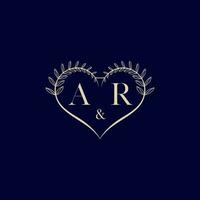 AR floral love shape wedding initial logo vector