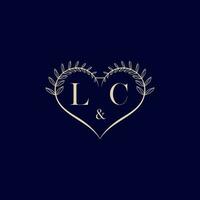 LC floral love shape wedding initial logo vector