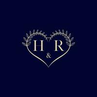 HR floral love shape wedding initial logo vector