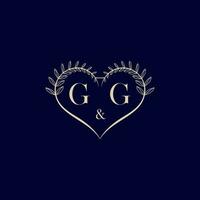 GG floral love shape wedding initial logo vector