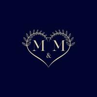 MM floral love shape wedding initial logo vector