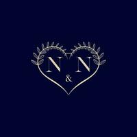 NN floral love shape wedding initial logo vector