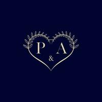 PA floral love shape wedding initial logo vector