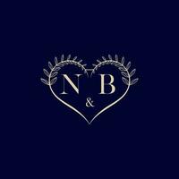 NB floral love shape wedding initial logo vector