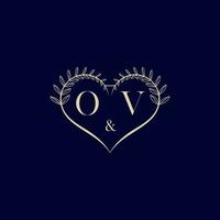 OV floral love shape wedding initial logo vector