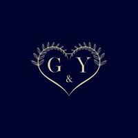 GY floral love shape wedding initial logo vector