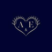 AE floral love shape wedding initial logo vector