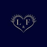 LF floral love shape wedding initial logo vector