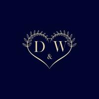 DW floral love shape wedding initial logo vector