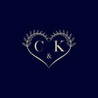 CK floral love shape wedding initial logo vector