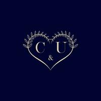 CU floral love shape wedding initial logo vector