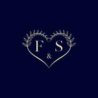 FS floral love shape wedding initial logo vector