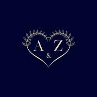 AZ floral love shape wedding initial logo vector