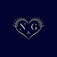 NG floral love shape wedding initial logo vector