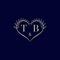 TB floral love shape wedding initial logo vector