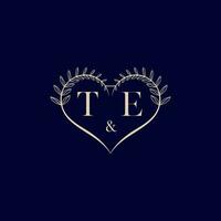 TE floral love shape wedding initial logo vector