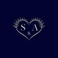 SA floral love shape wedding initial logo vector