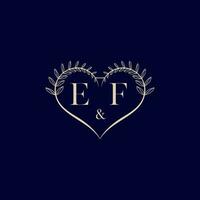 EF floral love shape wedding initial logo vector