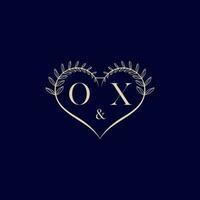 OX floral love shape wedding initial logo vector