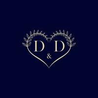 DD floral love shape wedding initial logo vector