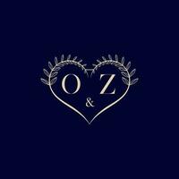 OZ floral love shape wedding initial logo vector