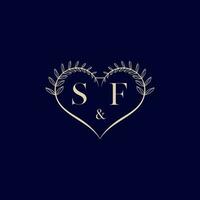 SF floral love shape wedding initial logo vector