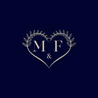 MF floral love shape wedding initial logo vector