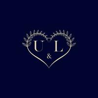 UL floral love shape wedding initial logo vector